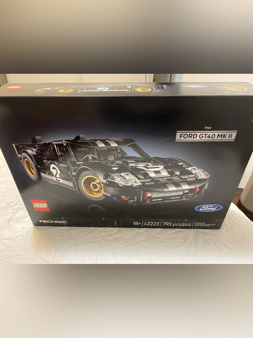 Lego Technic 1966 Black Ford GT40 MK II Race Car Model with Gold Wheels